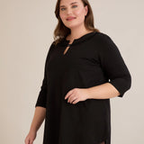 Βαμβακερή τουνίκ με εντυπωσιακό ντεκολτέ με ασημί λεπτομέρεια – Mαύρο