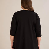 Βαμβακερή τουνίκ με εντυπωσιακό ντεκολτέ με ασημί λεπτομέρεια – Mαύρο