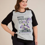 Πολύχρωμο βαμβακερό T-shirt με στάμπα Πετούνια σε μεγάλα μεγέθη 