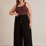 Καθημερινό παντελόνι τύπου παντελονόφουστα σε μαύρο χρώμα σε μεγάλα μεγέθη