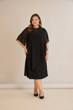 Αμπιγιέ φόρεμα από μουσελίνα και παγιέτες - Μαύρο