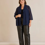 Γιορτινή κάπα από μουσελίνα σε σκούρο μπλε χρώμα σε μεγάλα μεγέθη