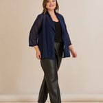 Γιορτινή κάπα από μουσελίνα σε σκούρο μπλε χρώμα σε μεγάλα μεγέθη