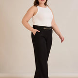 Φαρδύ παντελόνι Borisa με στρας στη ζώνη