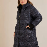 Μπουφάν καπιτονέ με κουκούλα σε σκούρο μπλε χρώμα σε μεγάλα μεγέθη