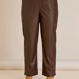 Παντελόνι ίσιο μοντέλο από δερματίνη  – Σοκολατί