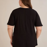 Βαμβακερή μπλούζα με εντυπωσιακό ντεκολτέ με πέρλες