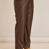 Παντελόνι ίσιο μοντέλο από δερματίνη  – Σοκολατί