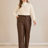 Παντελόνι ίσιο μοντέλο από δερματίνη  – Σοκολατί