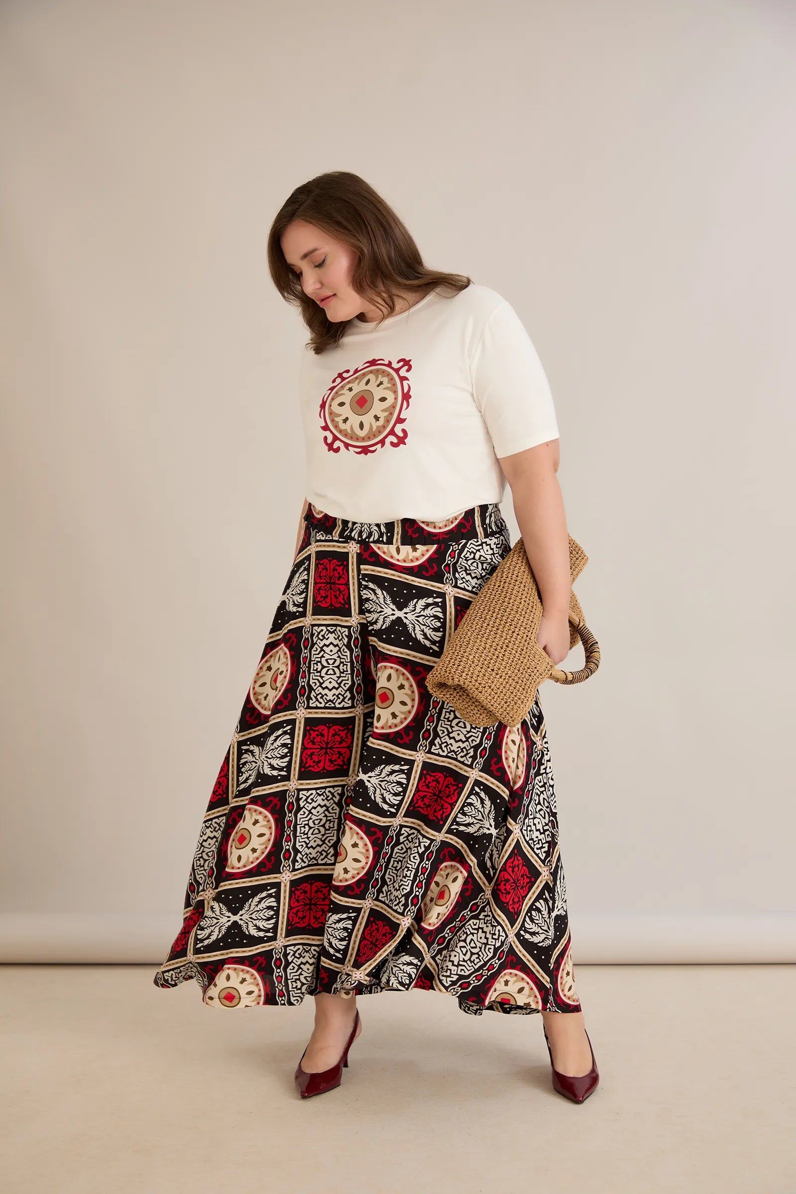 Σετ από βισκόζη με έθνικ μοτίβα σε μεγάλα μεγέθη