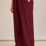 Κομψό σετ δύο τεμαχίων από λινό και βισκόζη – Σκούρο κερασί