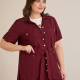 Κομψό σετ δύο τεμαχίων από λινό και βισκόζη – Σκούρο κερασί