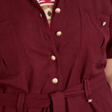 Κομψό σετ δύο τεμαχίων από λινό και βισκόζη – Σκούρο κερασί