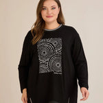 Τουνίκ Από Ελαστική Βισκόζη Με Αυθεντικό Σχέδιο Bubble Chic Σε Μαύρο Χρώμα Σε Μεγάλα Μεγέθη