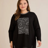 Τουνίκ Από Ελαστική Βισκόζη Με Αυθεντικό Σχέδιο Bubble Chic Σε Μαύρο Χρώμα Σε Μεγάλα Μεγέθη