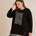 Τουνίκ Από Ελαστική Βισκόζη Με Αυθεντικό Σχέδιο Bubble Chic Σε Μαύρο Χρώμα Σε Μεγάλα Μεγέθη