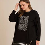 Τουνίκ Από Ελαστική Βισκόζη Με Αυθεντικό Σχέδιο Bubble Chic Σε Μαύρο Χρώμα Σε Μεγάλα Μεγέθη