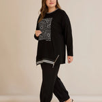 Τουνίκ Από Ελαστική Βισκόζη Με Αυθεντικό Σχέδιο Bubble Chic Σε Μαύρο Χρώμα Σε Μεγάλα Μεγέθη