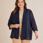 Γιορτινή κάπα από μουσελίνα σε σκούρο μπλε χρώμα σε μεγάλα μεγέθη