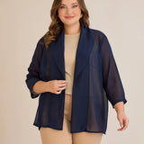 Γιορτινή κάπα από μουσελίνα σε σκούρο μπλε χρώμα σε μεγάλα μεγέθη