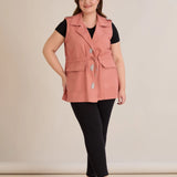 Τζιν γιλέκο με στρας – Ροζ