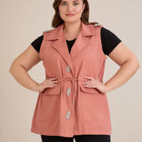 Τζιν γιλέκο με στρας – Ροζ