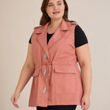 Τζιν γιλέκο με στρας – Ροζ