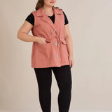 Τζιν γιλέκο με στρας – Ροζ