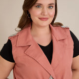 Τζιν γιλέκο με στρας – Ροζ