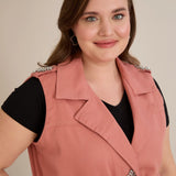 Τζιν γιλέκο με στρας – Ροζ