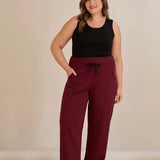 Σπορ φαρδύ παντελόνι με ανοίγματα – Μπορντό