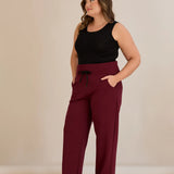 Σπορ φαρδύ παντελόνι με ανοίγματα – Μπορντό