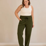 Σπορ φαρδύ παντελόνι με σκισίματα - Χακί