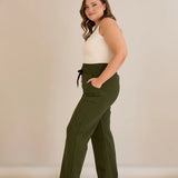 Σπορ φαρδύ παντελόνι με σκισίματα - Χακί