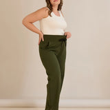 Σπορ φαρδύ παντελόνι με σκισίματα - Χακί