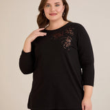 Βαμβακερή τουνίκ με λουλούδια από παγιέτες