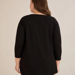 Βαμβακερή τουνίκ με λουλούδια από παγιέτες σε μαύρο χρώμα σε μεγάλα μεγέθη