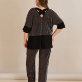 lurex κομψό ριπ σετ με εντυπωσιακή πλάτη – Μαύρο/Καφέ