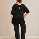 lurex κομψό ριπ σετ με εντυπωσιακή πλάτη – Μαύρο/Πράσινο