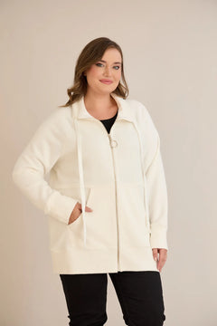 Βαμβακερή ζακέτα με κορδόνια – Άσπρο