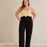 Κομψό παντελόνι με μπροστινή ραφή και ψηλή μέση – Μαύρο