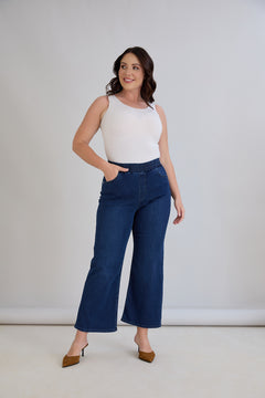 Denim Τζιν Basic με φαρδιά μπατζάκια σε μεγάλα μεγέθη