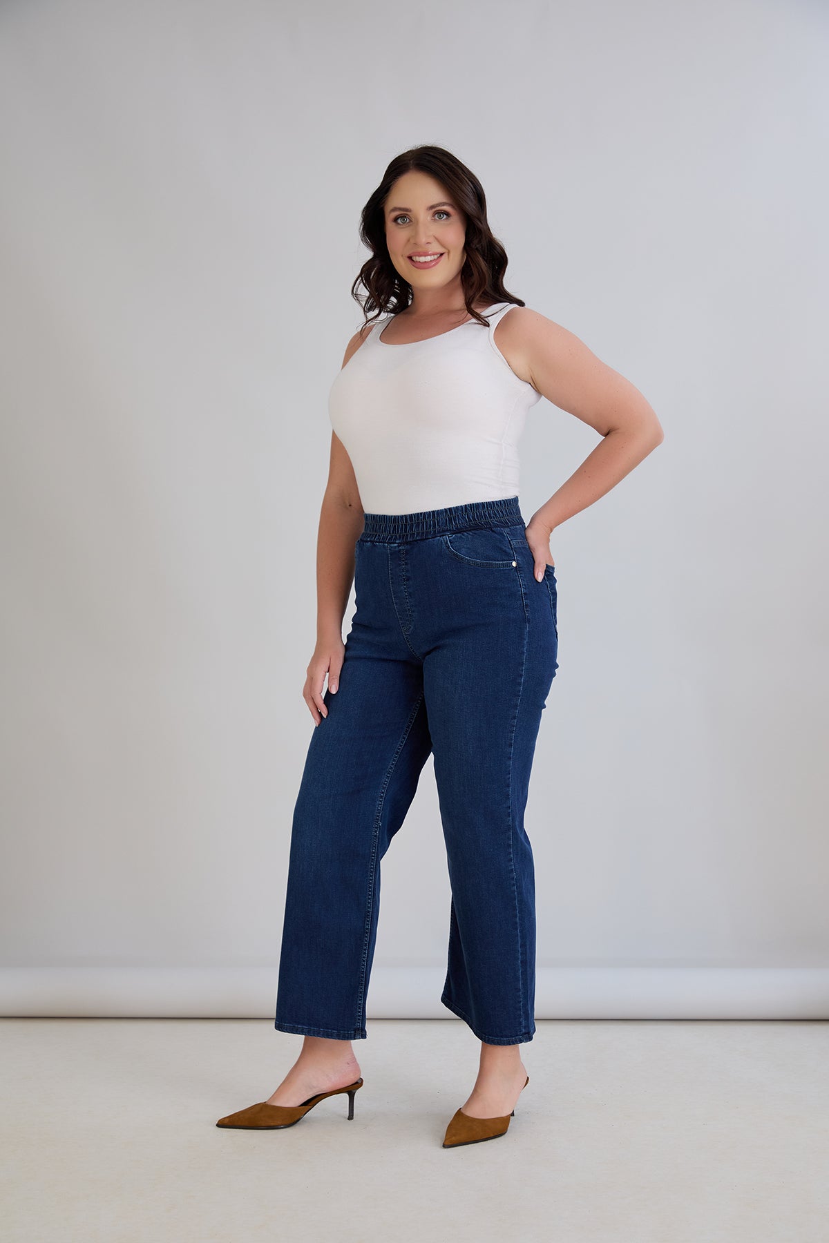 Denim Τζιν Basic με φαρδιά μπατζάκια σε μεγάλα μεγέθη