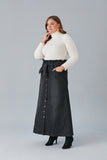 Τζιν φούστα με κουμπιά και μέση με λάστιχο σε μεγάλα μεγέθη - Γραφίτη