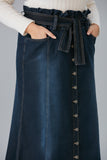 Denim φούστα με κουμπιά και μέση με λάστιχο σε μεγάλα μεγέθη