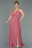 Μακρύ Επίσημο Φόρεμα με σκίσιμο από μουσελίνα- Ροδάκινο N1324