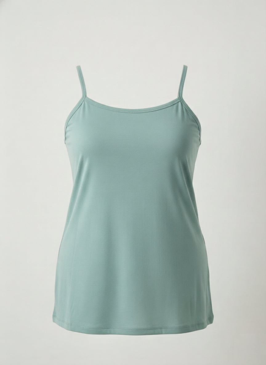 Βαμβακερό τιραντάκι με λεπτές τιράντες σε χρώμα μέντα σε μεγάλα μεγέθη