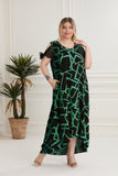 Καλοκαιρινό φόρεμα από βισκόζη με V λαιμόκοψη σε μεγάλα μεγέθη- Πράσινο
