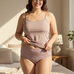 Βαμβακερό τιραντάκι με λεπτές τιράντες σε χρώμα Πούδρα σε μεγάλα μεγέθη