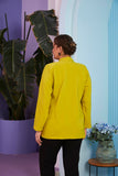 Γυναικείο ανοιξιάτικο μπλέιζερ σε μεγάλα μεγέθη-Κίτρινο/Μουσταρδί